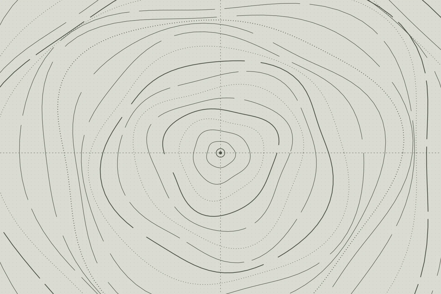 Fingerprint-like rings drawn in thin lines around a marked centre